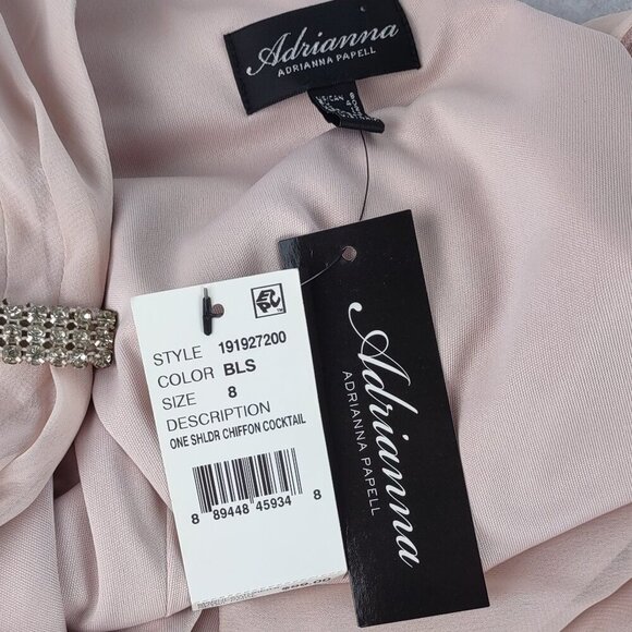 Adrianna Papell Pink Chiffon Embellished Cocktail Dress. Size 8 (NWT) - Picture 10 of 14
